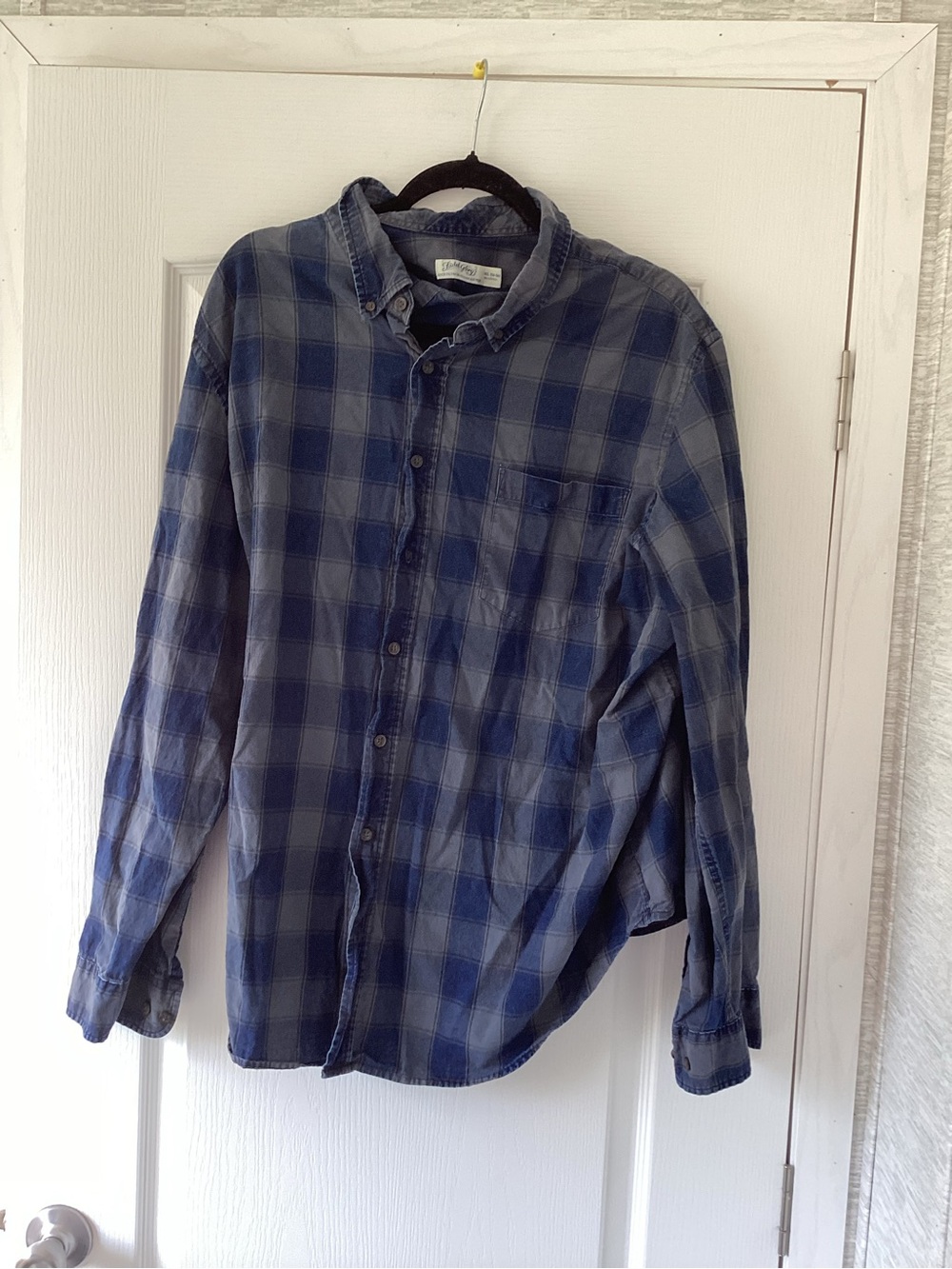 Faded Glory Blue Plaid Casual Button-Down Shirt 3XL EUC